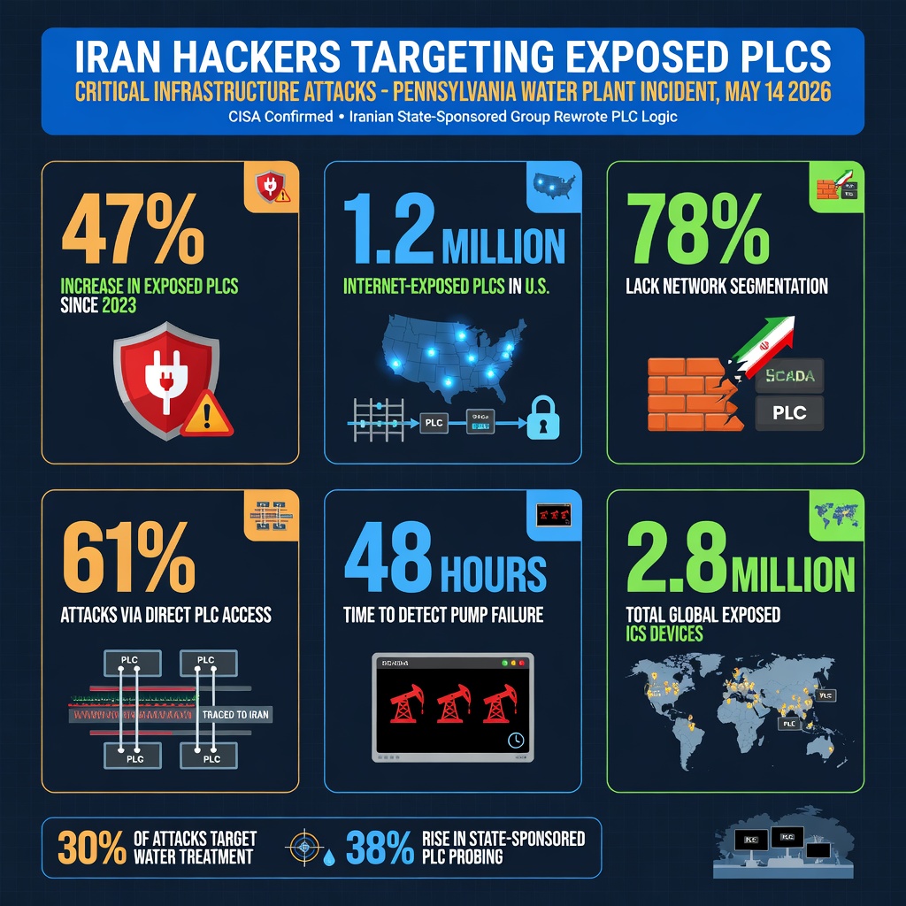 Iran Linked Hackers Disrupt U.s. Critical Infrastructure By Targeting Internet-Exposed Plcs 2 Iran Hackers Targeting Exposed Plcs Critical Infrastructure Infographic