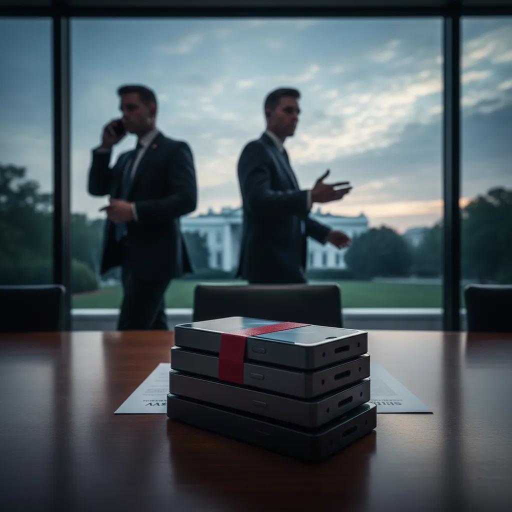 Smartphone Maker Suffers Setback As Secret Service Bans Company-Issued Phones 1 Secret Service Agents Examining A Smartphone