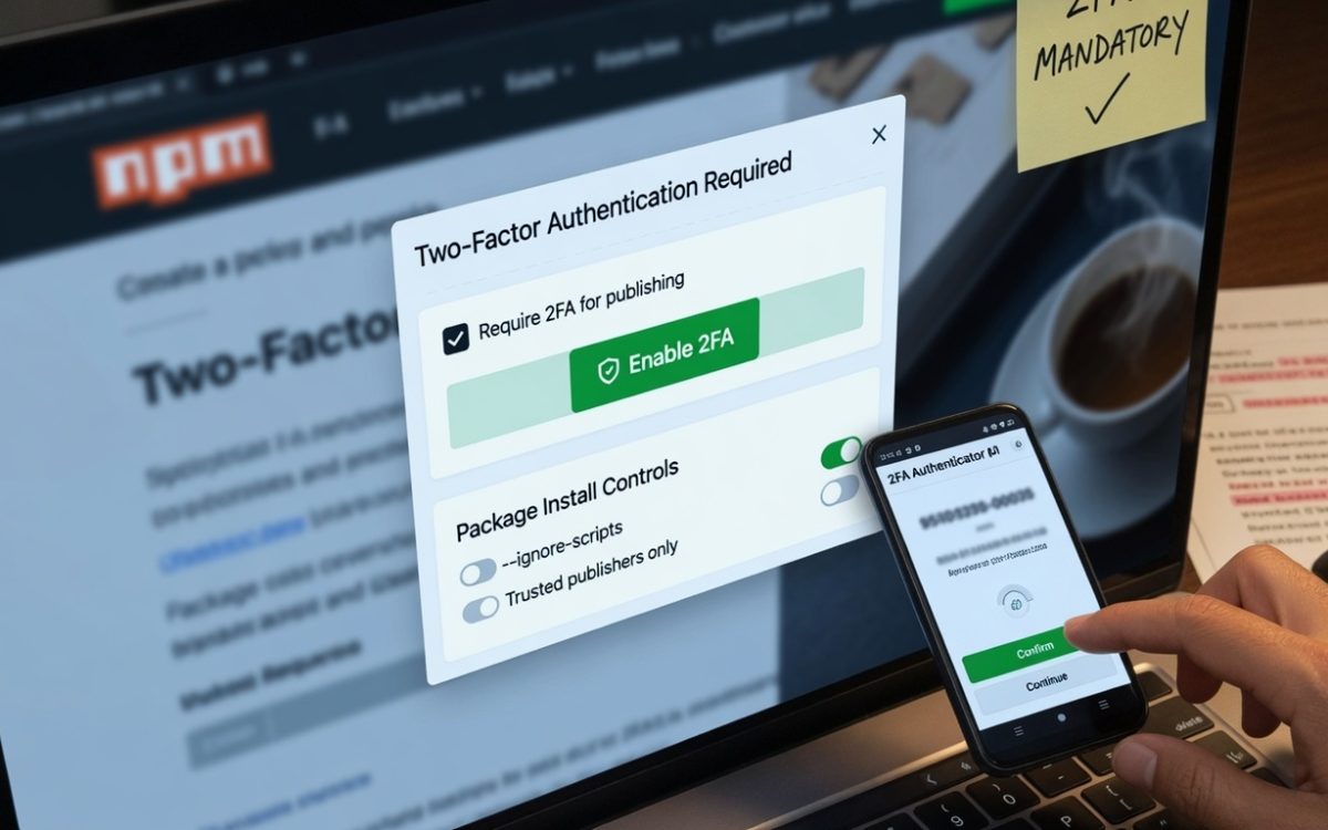 Npm Mandates 2Fa For Package Publishing To Prevent Supply Chain Attacks 1 Npm Security Update Showing Two-Factor Authentication On A Developer'S Computer
