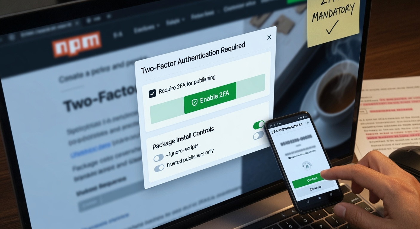 Npm Mandates 2Fa For Package Publishing To Prevent Supply Chain Attacks 1 Npm Security Update Showing Two-Factor Authentication On A Developer'S Computer