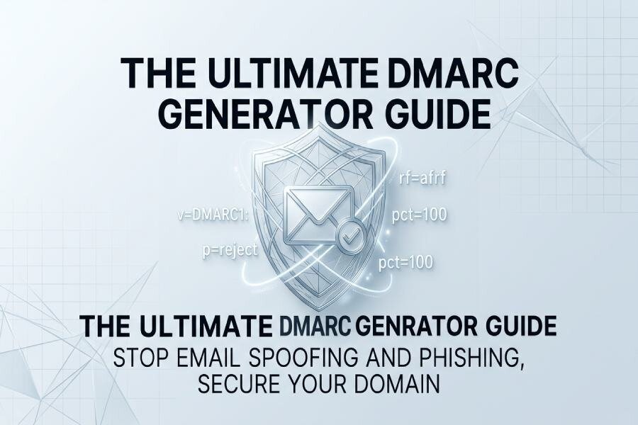The Ultimate Dmarc Generator Guide To Stop Email Spoofing And Phishing 1 Illustration Of A Dmarc Email Security Shield With Authenticated Email Icon, Dns Configuration Elements, And Phishing Protection Graphics Representing Secure Email Authentication.