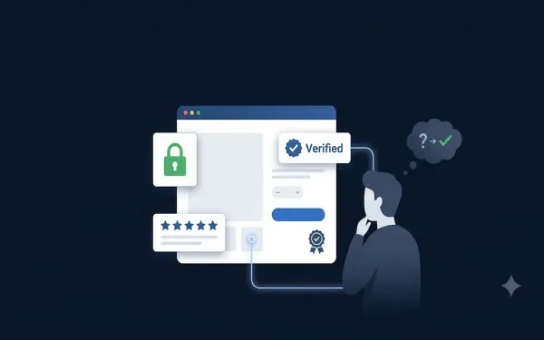 Trust Signals Like Verified Reviews, Certifications, And Security Seals Reassuring A Skeptical Online Shopper At Checkout