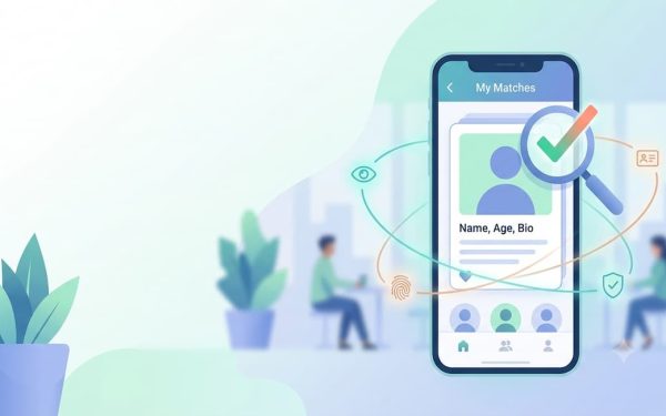 Illustration Of Verifying An Online Dating Profile On A Smartphone Before Meeting Someone In Person