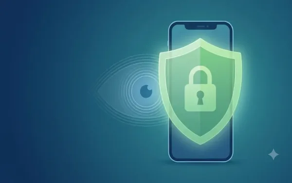 Illustration Of A Smartphone Protected By A Shield With A Surveillance Eye Being Blocked, Representing Detecting And Removing Stalkerware