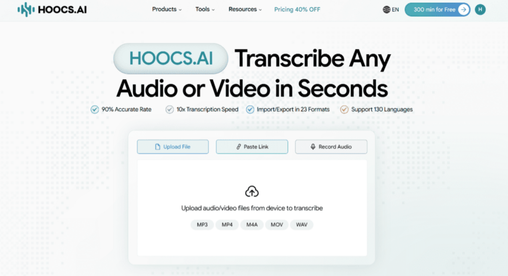How To Convert Video To Text Instantly And Easily Online 2 Screenshot Of The Hoocs.ai Dashboard Showing The Video Upload And Transcription Interface For Converting Video To Text.