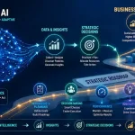 Illustration Of Agentic Ai Transforming Business Strategy, Showing A Glowing Neural Network Connected To An Upward Business Growth Chart