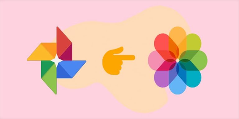 How To Transfer Google Photos To Icloud Without Losing Your Pictures 2 Google Photos Logo Pointing Toward The Apple Photos Logo, Representing Transferring Photos From Google Photos To Icloud