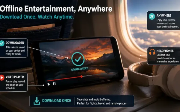 Smartphone Showing A Downloaded Video Ready For Offline Viewing During Travel