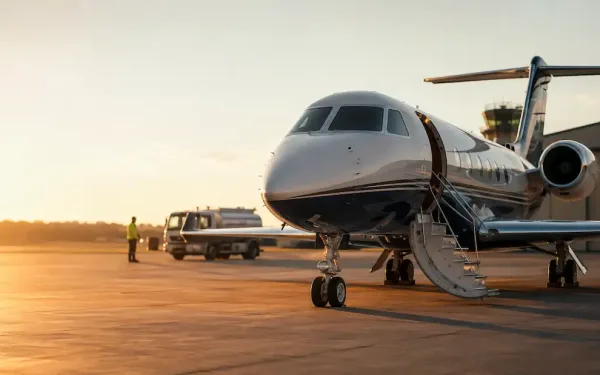 Private Jet Parked On Tarmac At Golden Hour, Representing The True Cost Of Private Aircraft Ownership
