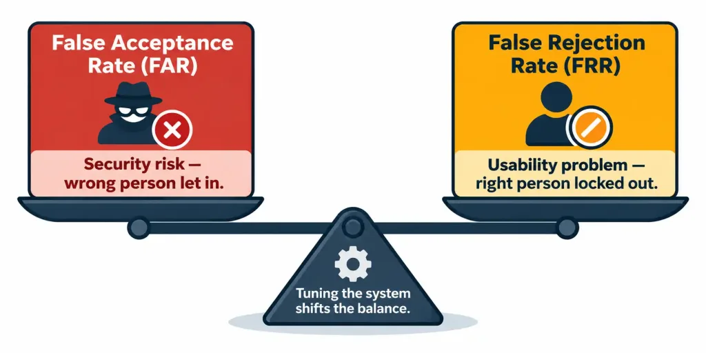Describe Security Password Policy Elements 5 Balance Diagram Showing The Trade-Off Between False Acceptance Rate And False Rejection Rate In Biometric Systems