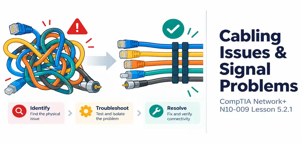 Lesson 5.2.1 — Cabling Issues &Amp; Signal Problems 1 Illustration Of A Tangled Cable Bundle Untangling Into Neat, Organized Strands