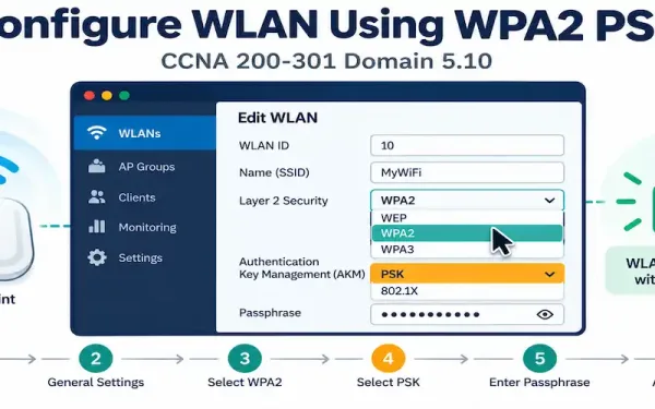 Illustration Of A Gui Dashboard With Wpa2 And Psk Options Being Selected Via Dropdown Menus