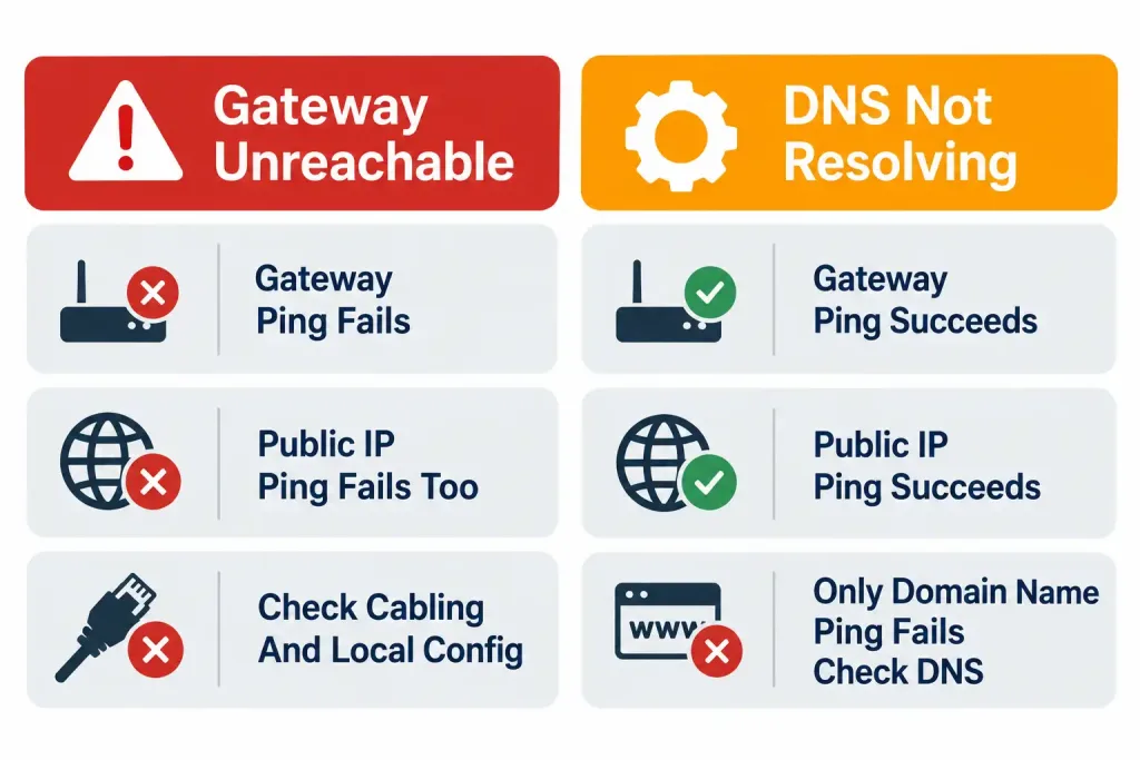 Verifying Ip Parameters For A Client Os: Windows, Linux, And Macos 6 Comparison Of Symptoms Distinguishing A Gateway-Unreachable Problem From A Dns-Not-Resolving Problem