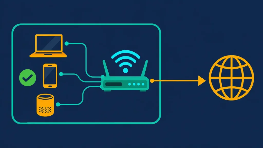 Ip Chicken: What Is My Ip Address, And How Do You Check It? 2 Diagram Showing Multiple Devices With Private Ip Addresses Inside A Home Network, All Sharing One Public Ip Address Through The Router To The Internet