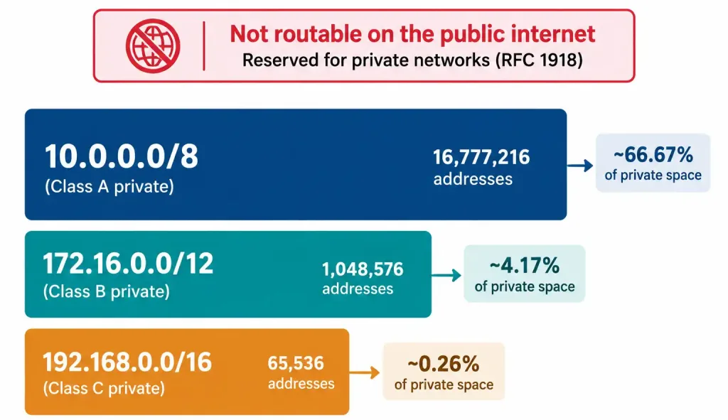 Lesson 1.7.1 — Ipv4 Address Classes &Amp; Special Ranges 3 Diagram Of The Three Rfc 1918 Private Ipv4 Address Ranges