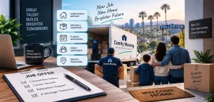 Why Relocation Details Can Make Or Break A Job Offer 5 Employee Relocation With Job Offer, Moving Truck, Family, And Professional Relocation Support