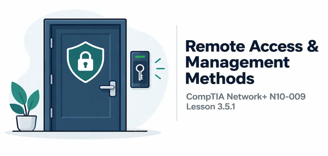 Lesson 3.5.1 — Remote Access &Amp; Management Methods 1 Illustration Of A Locked Door With A Small Separate Keyhole Panel, Representing Controlled Access
