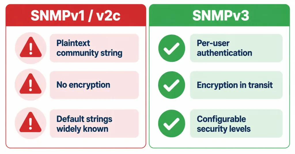 Explain The Function Of Snmp In Network Operations 5 Security Comparison Chart Between Snmpv1/V2C Community Strings And Snmpv3 Authentication And Encryption