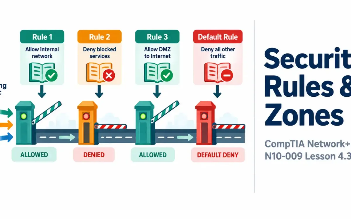 Lesson 4.3.2 — Security Rules &Amp; Zones: Acls, Filtering &Amp; The Screened Subnet 1 Illustration Of A Row Of Rule-Based Gated Checkpoints Ending In A Default Closed Gate