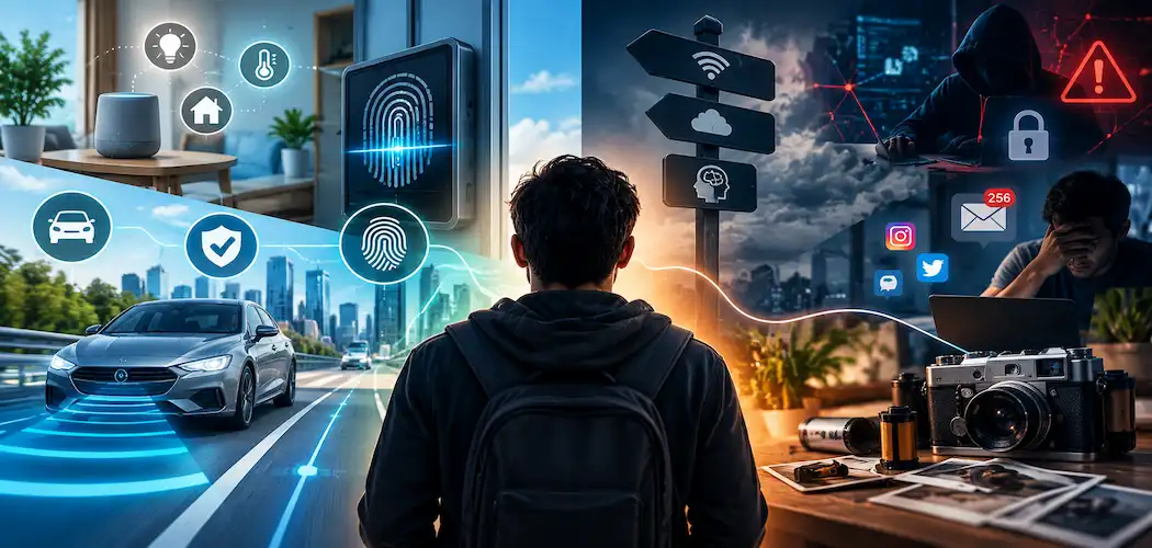 Smart World, Human Mistakes: How Technology Is Fixing (And Creating) Everyday Problems 1 Modern Technology Balancing Smart Automation, Digital Security, Cyber Risks, And Digital Fatigue