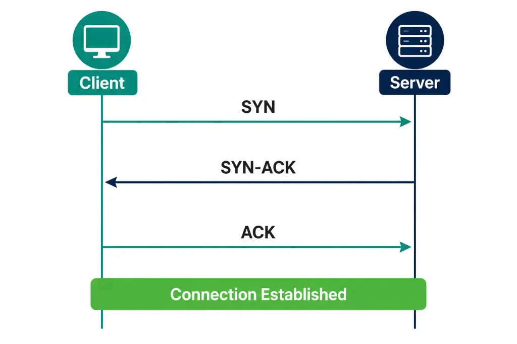 Tcp Vs Udp: The Reliability-Speed Trade-Off Every Application Makes 2 Sequence Diagram Showing The Tcp Three-Way Handshake Between A Client And Server: Syn, Syn-Ack, Ack