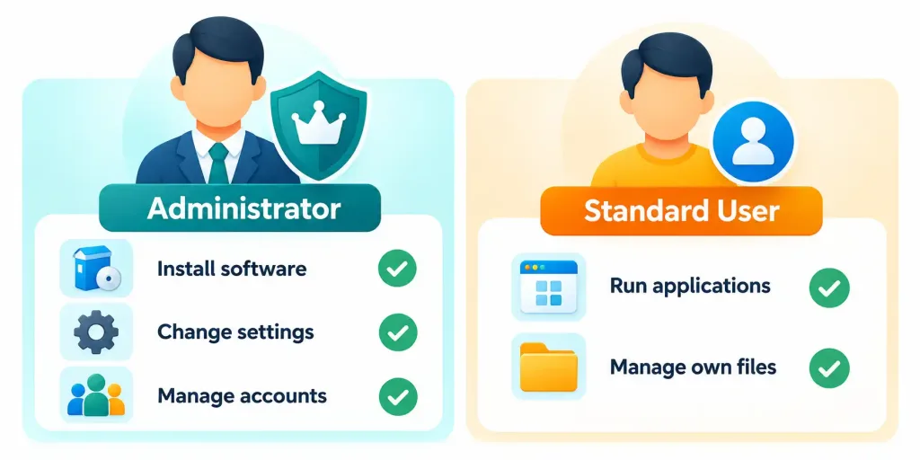 Lesson 3.1: Components Of An Operating System 5 Comparison Of An Administrator Account'S Broad Permissions Versus A Standard User Account'S Limited Permissions