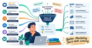 The Voice Of Customer: How Real Customer Language Can Improve Digital Marketing 2 Voice-Of-Customer Research Showing Customer Feedback Transformed Into Insights For Better Digital Marketing