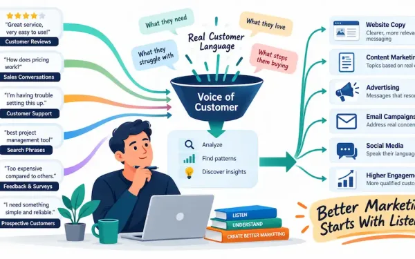 Voice-Of-Customer Research Showing Customer Feedback Transformed Into Insights For Better Digital Marketing
