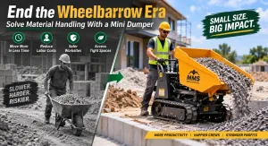 Mini Dumpers: A Practical Guide To Compact Material Handling 3 Mini Dumper Replacing A Wheelbarrow For Faster And Safer Construction Material Handling, Showing A Worker Transporting Gravel At A Compact Construction Site.