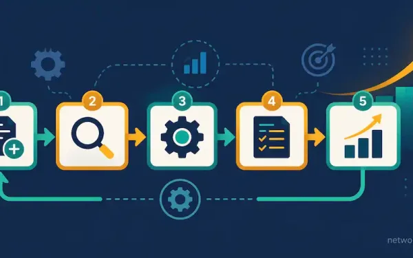 Flat Vector Illustration Of A Modular Business Process Workflow Diagram