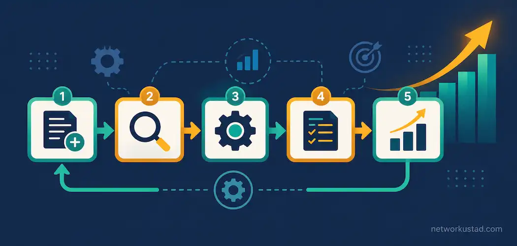 Flat Vector Illustration Of A Modular Business Process Workflow Diagram
