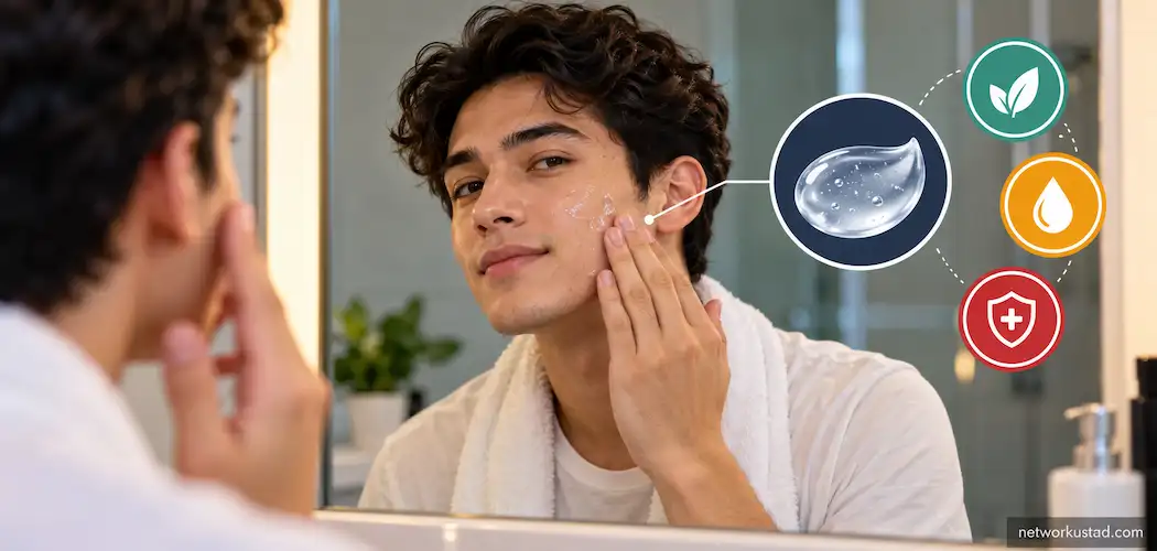 Person Applying Acne Clearing Gel To Their Cheek