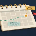 The 6 Best Georgia Llc Filing Service Options For 2026, Compared On Annual Registration Due Date Support 17 Illustration Of A Calendar Page With A Marked Deadline Date, A Countdown Line Leading To It, And A Small Flag Representing A Missed-Deadline Penalty