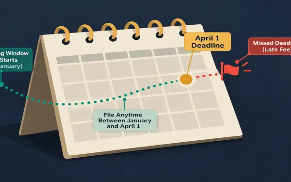 Illustration Of A Calendar Page With A Marked Deadline Date, A Countdown Line Leading To It, And A Small Flag Representing A Missed-Deadline Penalty