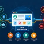 Vector Illustration Of Network Security, Legal, And Data Icons Connected In A Diagram