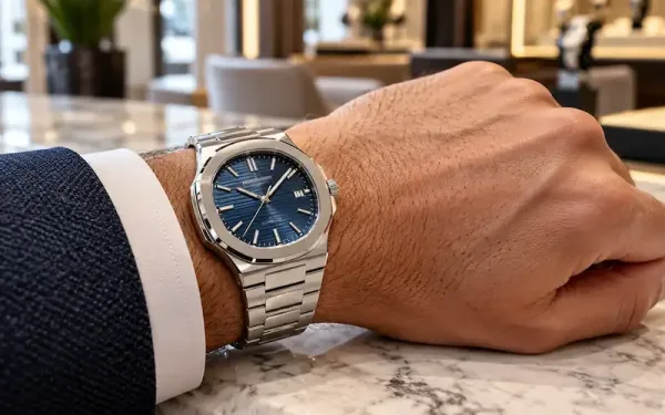 A Close-Up Of A Luxury Steel Watch On A Wrist In A Boutique Setting