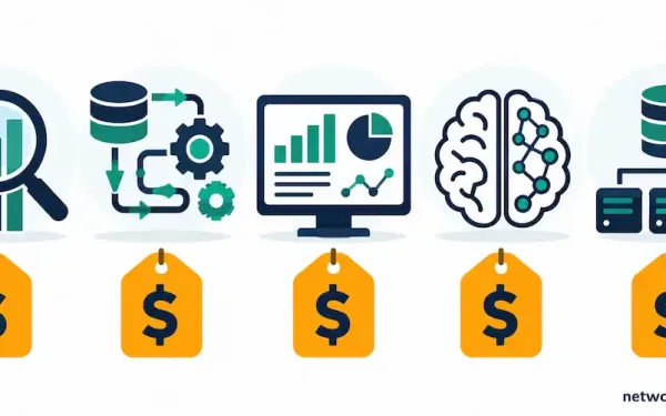 Five Icons Representing Data Analyst, Data Engineer, Bi Analyst, Data Scientist, And Data Architect Career Paths
