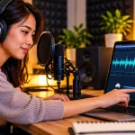 How To Create Natural-Sounding Ai Voice Narration 9 Person Adjusting Pacing And Emphasis Controls On An Ai Voice Narration Waveform Editor