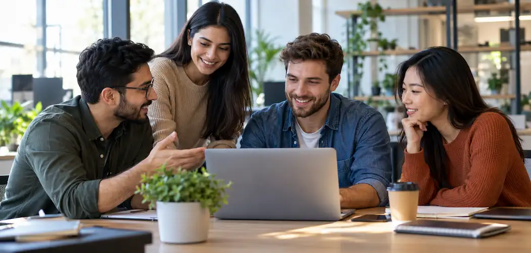 A Small Team Collaborating In A Relaxed, Employee-Centric Workplace