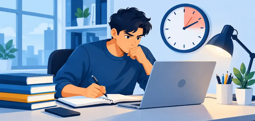 How To Actually Prepare For The Gmat: A Complete Study Guide 1 Student Preparing For The Gmat Focus Edition With Study Materials And A Clock