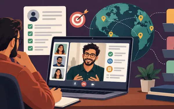 Recruiter Conducting A Remote Interview With A Senior Software Engineer While Evaluating Developers From Around The World