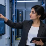 Ddos Protection For Small Business Websites: What Hosting Can And Can'T Protect 5 A Network Administrator Reviewing A Traffic Spike Graph As Part Of Ddos Protection For Small Business Websites In A Server Room
