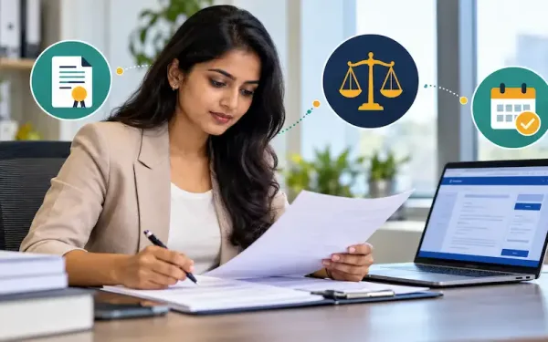 Business Professional Reviewing Llp Compliance Documents In An Office