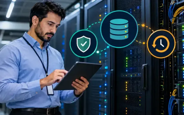 It Professional Checking Backup Status In A Server Room