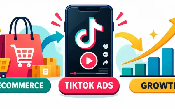Illustration Of A Smartphone Showing A Video Ad Flanked By A Shopping Bag And A Growth Chart Icon