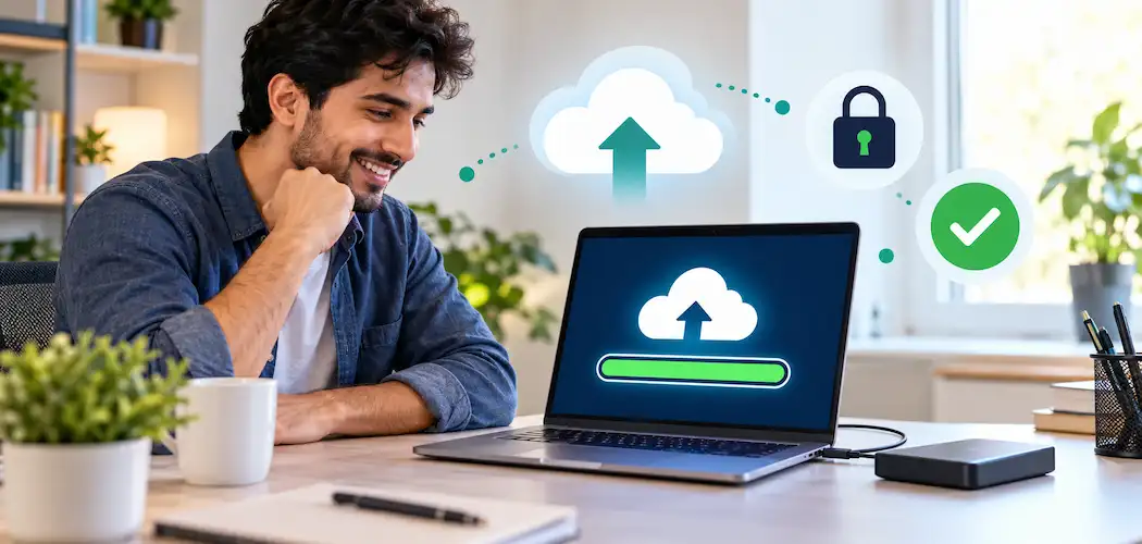Backblaze Computer Backup: What It Actually Offers, And What It Costs 1 Person Watching A Cloud Backup Complete On A Laptop At A Home Office Desk