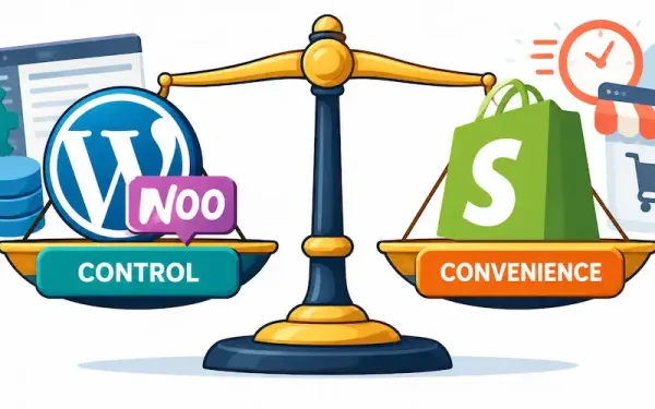 Balance Scale Weighing Woocommerce'S Control Against Shopify'S Convenience