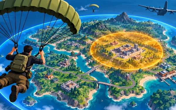 Vector Illustration Of A Player Parachuting Into A Pubg Mobile Battle Royale Map