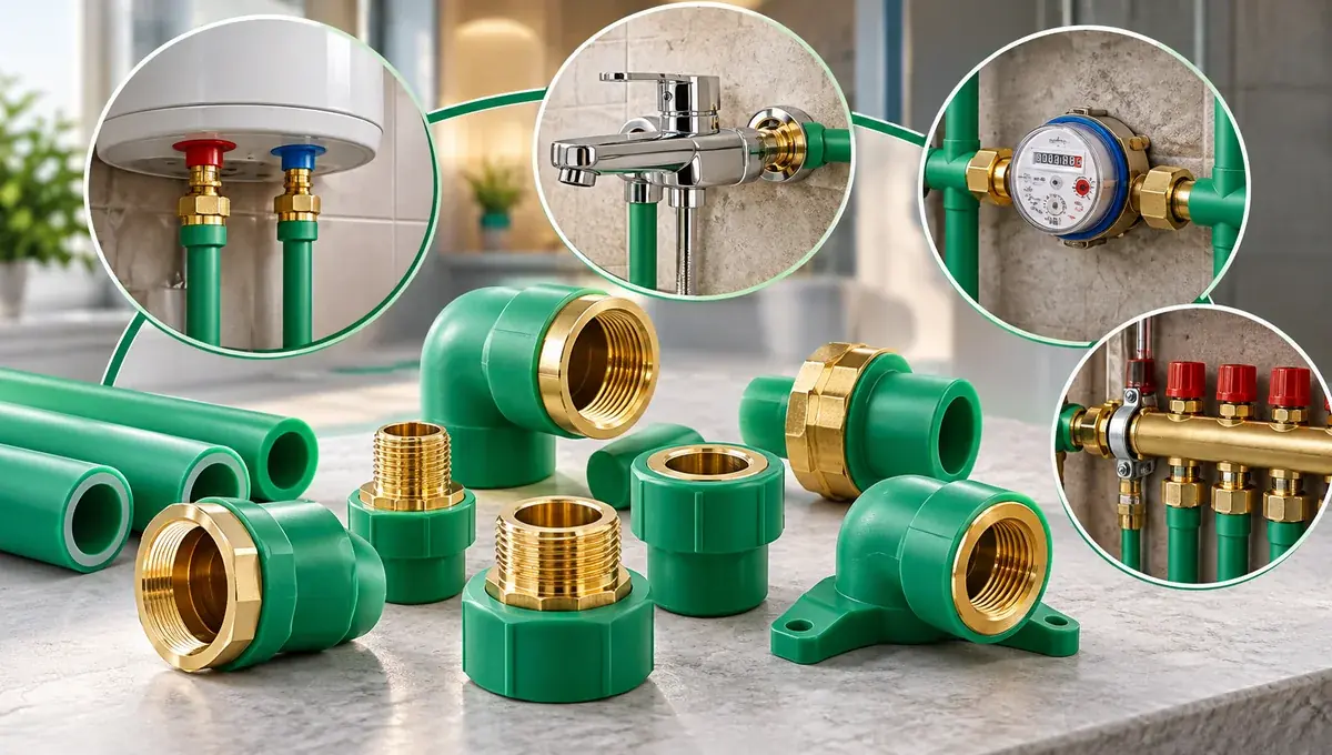 Brass Insert Fittings: Applications, Types &Amp; Installation Tips 1 Green Ppr Pipes And Brass Insert Fittings Used In Plumbing Connections