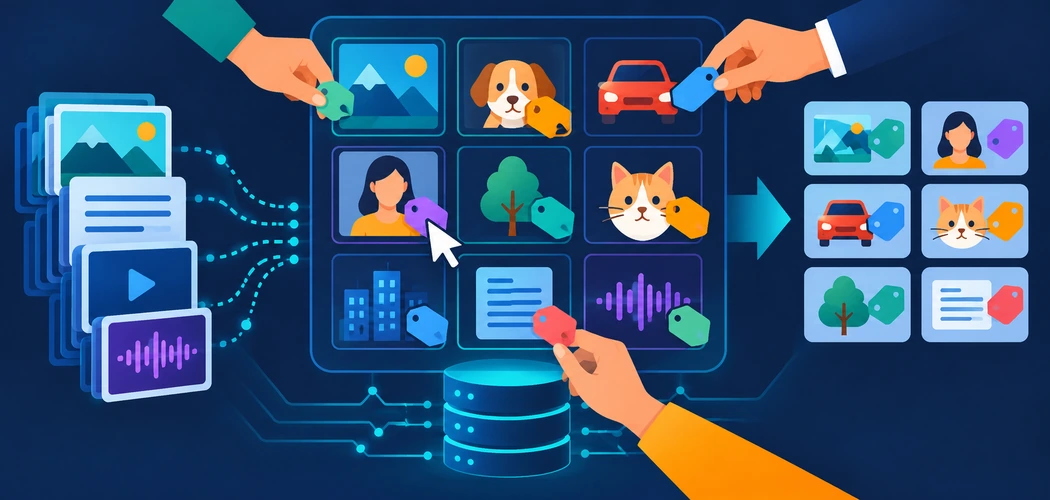 Why Data Labeling Quality Is The Hidden Bottleneck In Machine Learning 1 Data Points Being Tagged And Labeled, Representing The Machine Learning Annotation Process